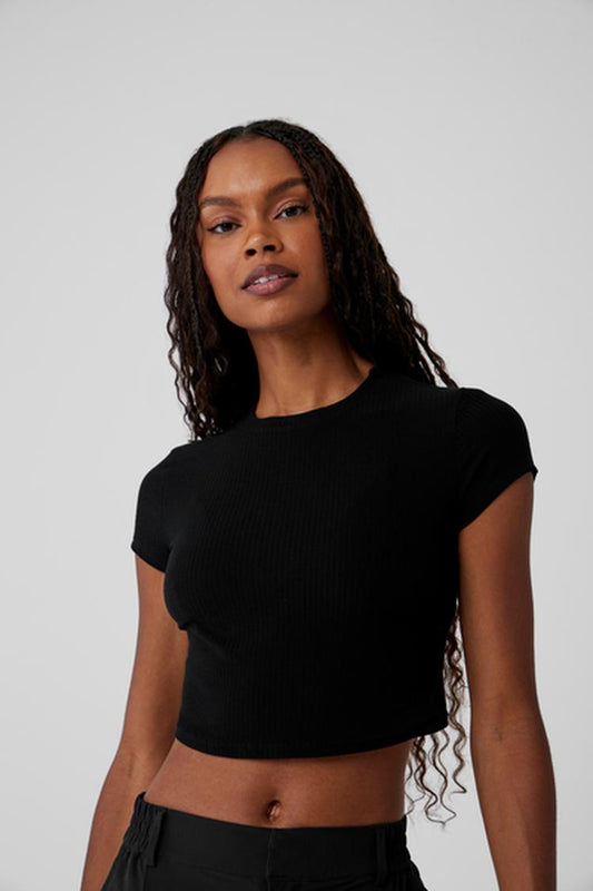 RIBBED SEA COAST CROPPED SHORT SLEEVE