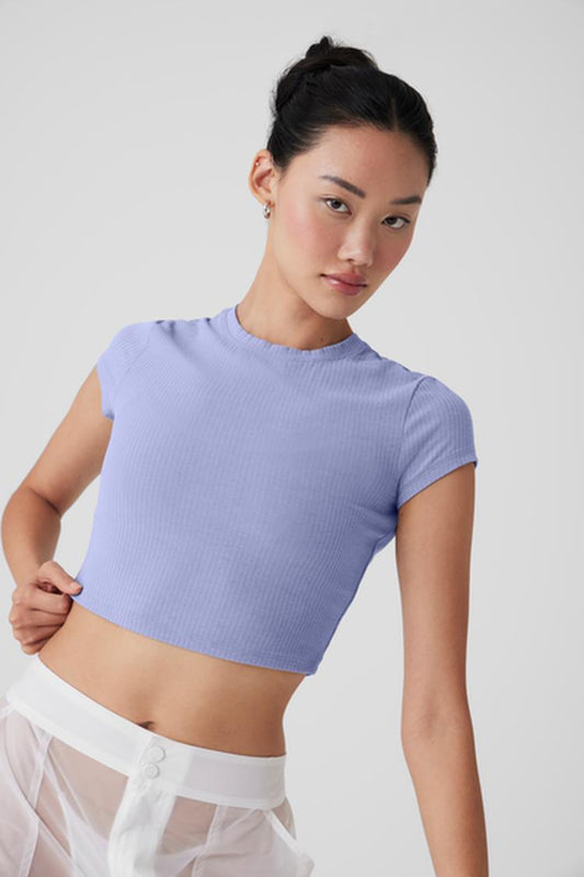 RIBBED SEA COAST CROPPED SHORT SLEEVE