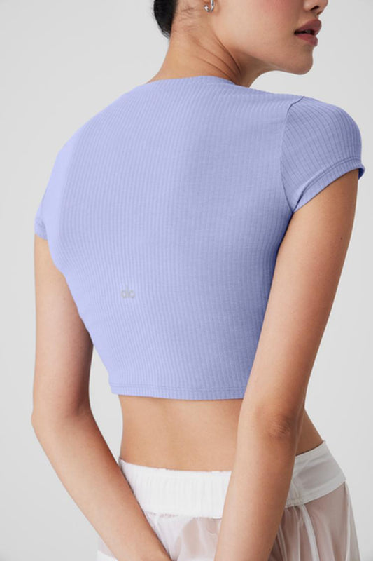 RIBBED SEA COAST CROPPED SHORT SLEEVE