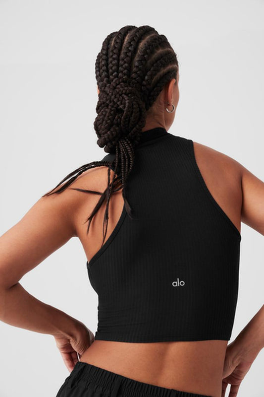 RIBBED SEA COAST CROPPED TURTLE NECK TANK