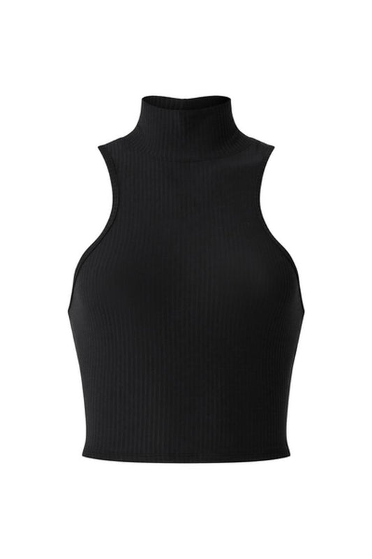 RIBBED SEA COAST CROPPED TURTLE NECK TANK