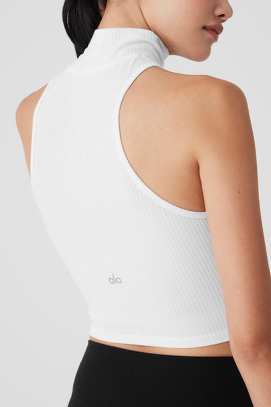 RIBBED SEA COAST CROPPED TURTLE NECK TANK