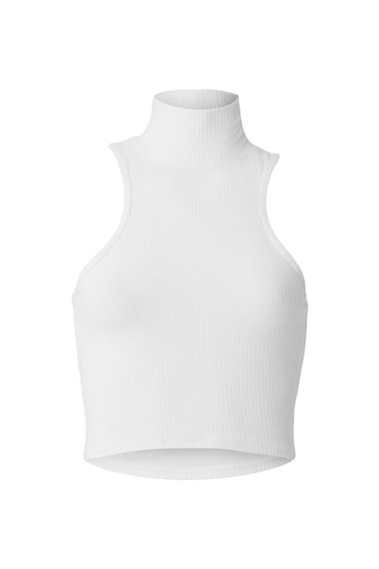 RIBBED SEA COAST CROPPED TURTLE NECK TANK