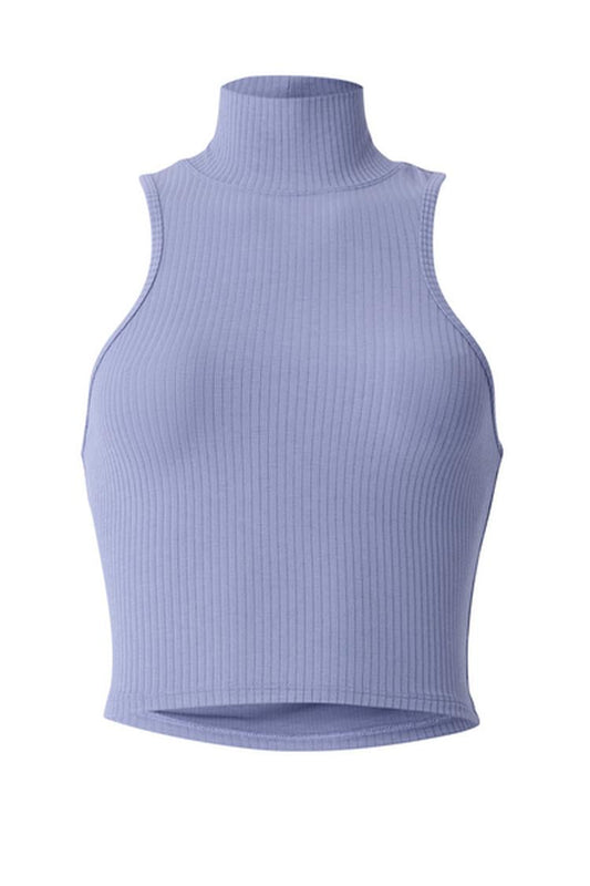 RIBBED SEA COAST CROPPED TURTLE NECK TANK