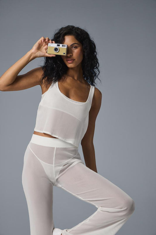 STRIPED MESH TROPICAL NIGHTS FLARE PANT