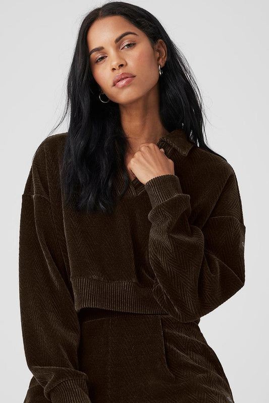 CROPPED COZY DAY HENLEY PULLOVER