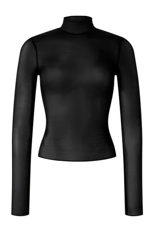 MESH SHEER ILLUSION MOCK NECK LONG SLEEVE