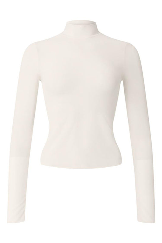 MESH SHEER ILLUSION MOCK NECK LONG SLEEVE