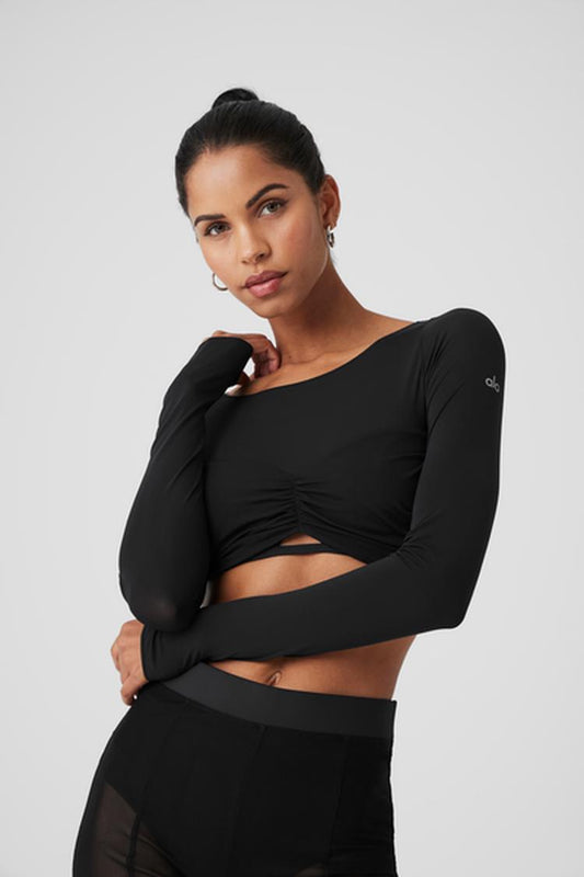 MESH SHEER ILLUSION CROPPED LONG SLEEVE