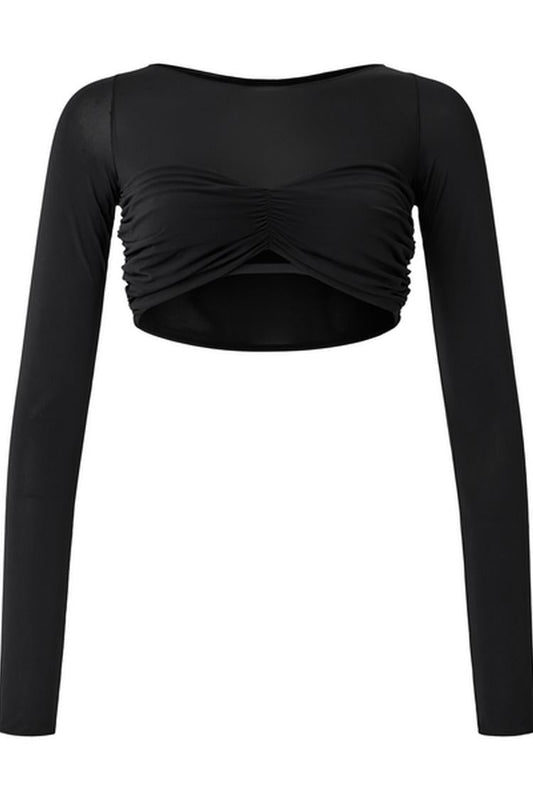 MESH SHEER ILLUSION CROPPED LONG SLEEVE