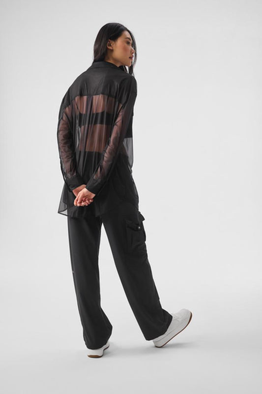 SHEER EFFUSION BUTTON DOWN LONG SLEEVE