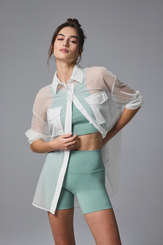 SHEER EFFUSION BUTTON DOWN LONG SLEEVE