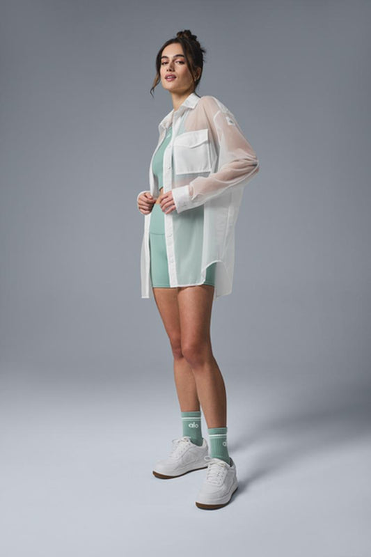 SHEER EFFUSION BUTTON DOWN LONG SLEEVE