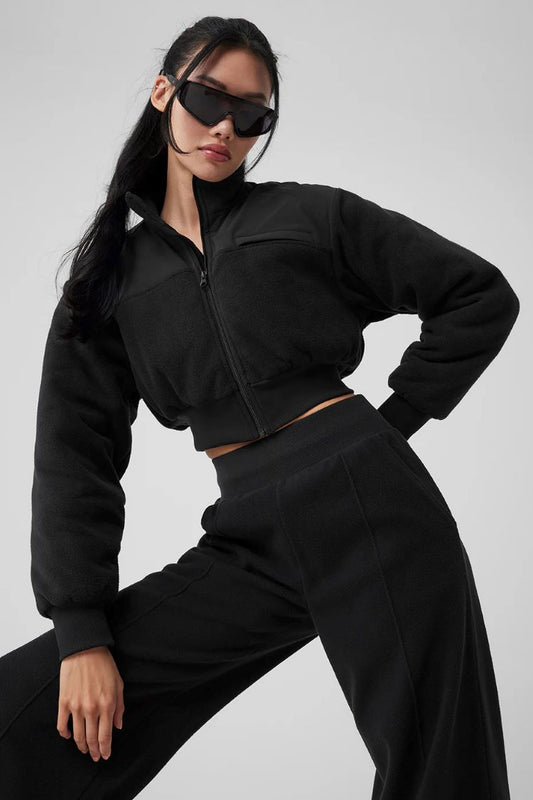 POLAR FLEECE CROPPED WINTRY MIX JACKET