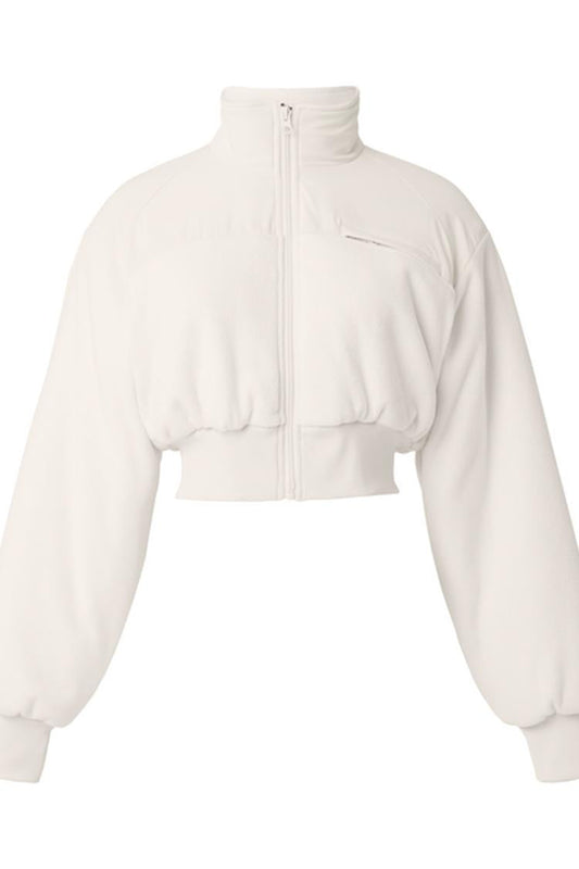 POLAR FLEECE CROPPED WINTRY MIX JACKET