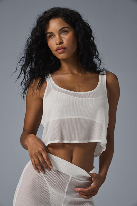 STRIPED MESH TROPICAL NIGHTS TANK