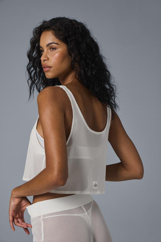 STRIPED MESH TROPICAL NIGHTS TANK