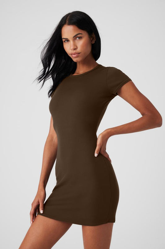 GODDESS RIBBED SHORT SLEEVE DRESS