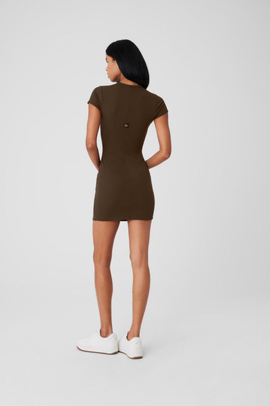 GODDESS RIBBED SHORT SLEEVE DRESS