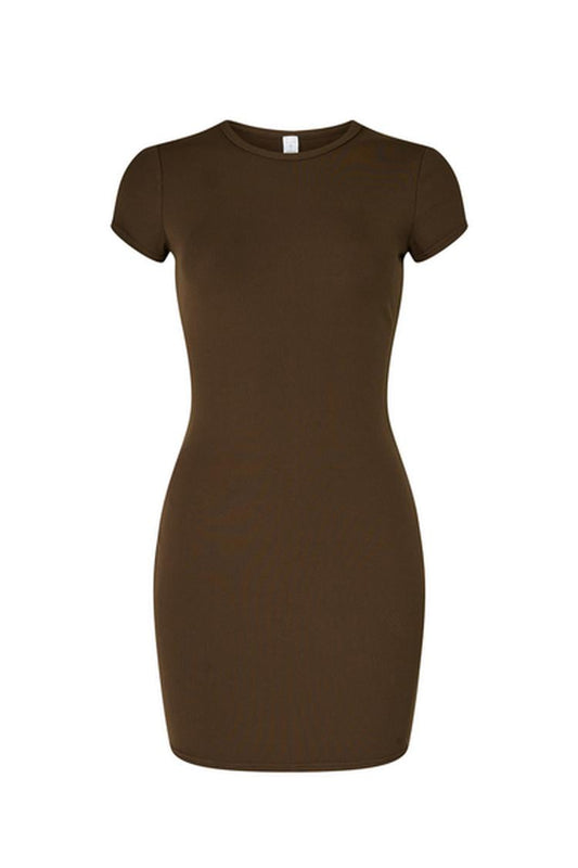 GODDESS RIBBED SHORT SLEEVE DRESS