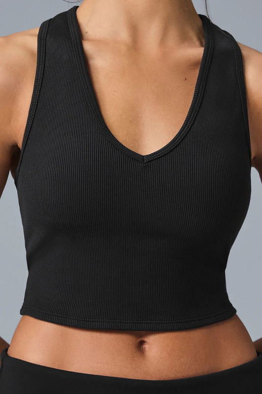 GODDESS RIBBED CROPPED RACER BACK TANK
