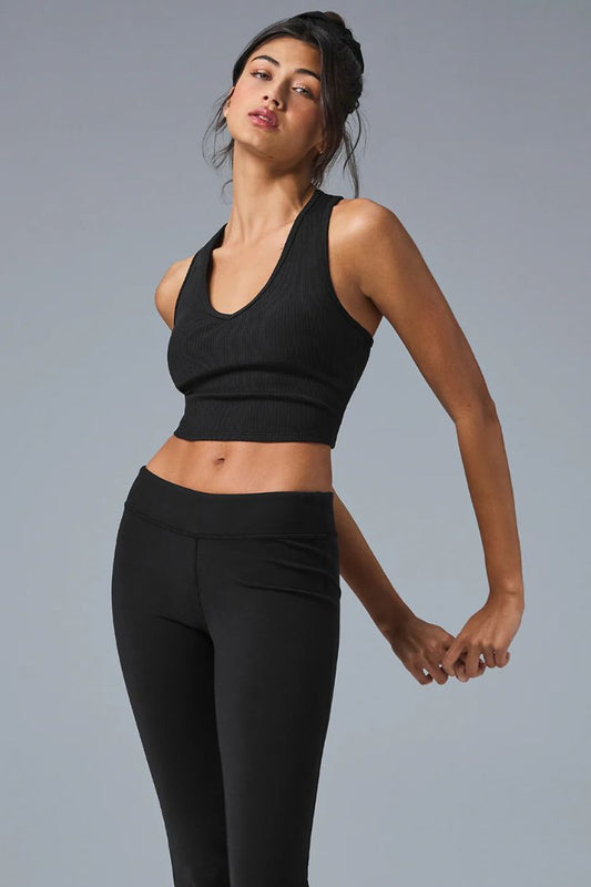 GODDESS RIBBED CROPPED RACER BACK TANK
