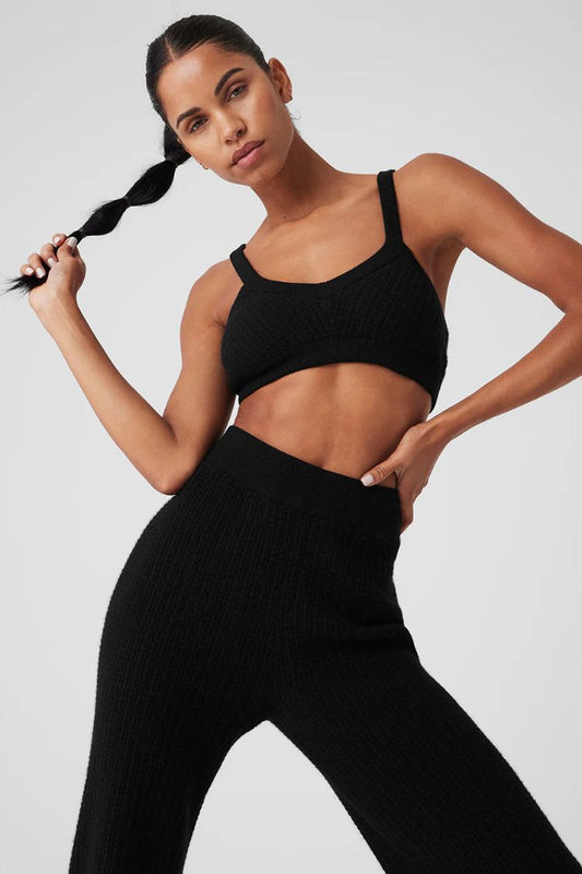 CASHMERE PLUSH WAFFLE V-NECK BRA